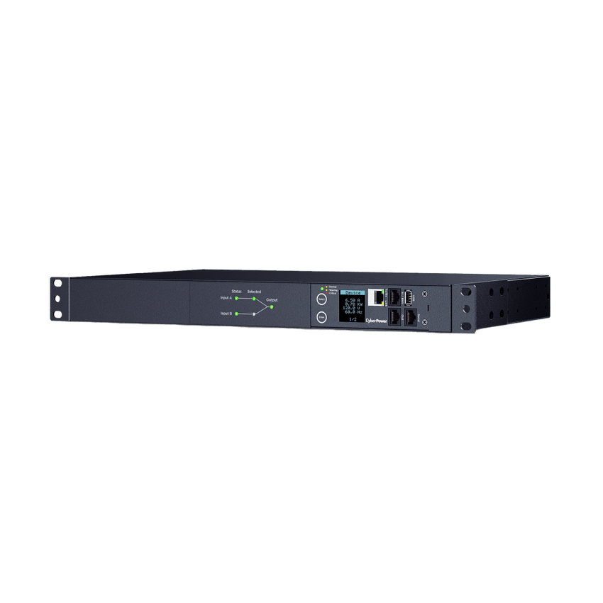 PDU ATS (Fuente Redundante Auto-transferible) Monitoreable, Para Distribución de Energía, 2 Entradas 120 Vca NEMA5-15P, Con 10 Salidas NEMA 5-15R, Horizontal 19in, 1UR