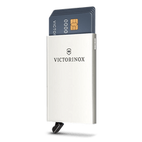 Tarjetero / Almacenamiento Seguro 4-6 Tarjetas / Aluminio Duradero / Protección RFID / Sistema Deslizamiento Patentado / Color Gris Claro.