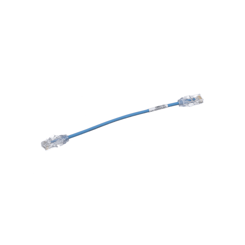 Cable de Parcheo UTP Cat6A, CM/LSZH, Diámetro Reducido (28AWG), Color Azul, 20 cm (7.87 pulgadas).