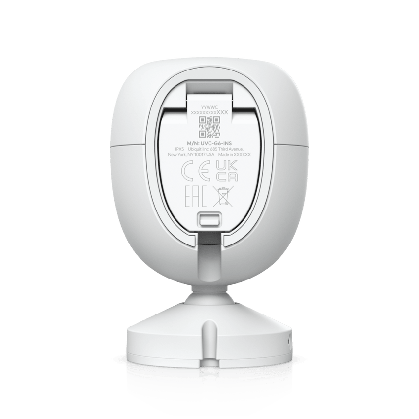 Cámara UniFi Protect G6 Instant con WiFi, 4K, Sensor de Imagen 8MP 1/1.8", Multi-TOPS AI, Audio Bidireccional, Visión Nocturna IR, Protección IPX5, Reconocimiento Facial y de Matrícula