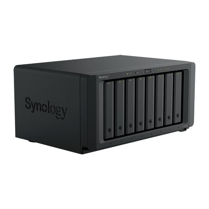 NAS DiskStation DS1825+ | 8 Bahías | AMD Ryzen V1500B | 8 GB DDR4 ECC | Hasta 2,239 MB/s Lectura | 2 Puertos 2.5GbE | Expansión PCIe 3.0 | Compatible con 10GbE y 25GbE | Caché SSD M.2 | Synology DSM.