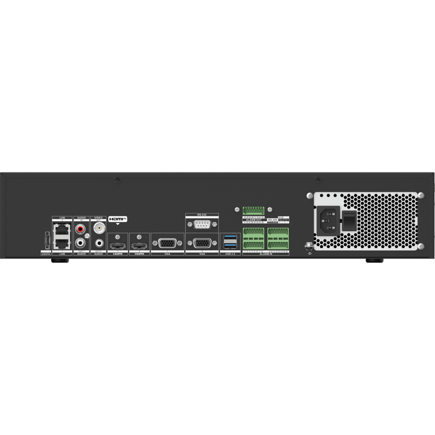 NVR 12 Megapixel (4K) / 32 Canales IP / 8 Bahías de Disco Duro / 2 Tarjetas de Red / Soporta RAID / HDMI en 4K / Soporta POS / Reconocimiento Facial / Bases de Datos / Hasta 100,000 Fotografías