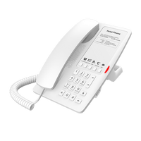 Teléfono IP Hotelero / 2 Líneas SIP / 5 Teclas Programables / Puerto USB-A de Carga / PoE 802.3af / Diseño Blanco / Audio HD Manos Libres