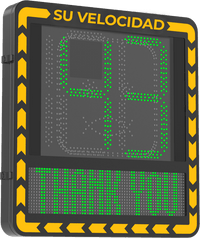 Display LED para Control de Velocidad Exterior / Distancia Visible de 100 m / LED de Alta Luminosidad y Bajo Consumo / Visualización de Velocidad con Código de Colores / IP66 / Conectividad Wi-Fi y Ethernet / Compatible con TCP/IP, HTTP, DHC