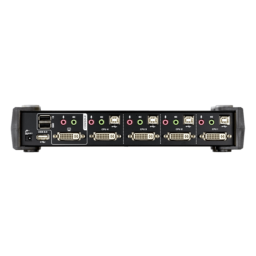 KVMP Switch 4 Puertos | USB DVI Audio | Video DynaSync | 1920 x 1200 | Hub USB 2.0 Integrado | HDCP Compatible | Conmutación Independiente KVM-USB-Audio | Multiplataforma