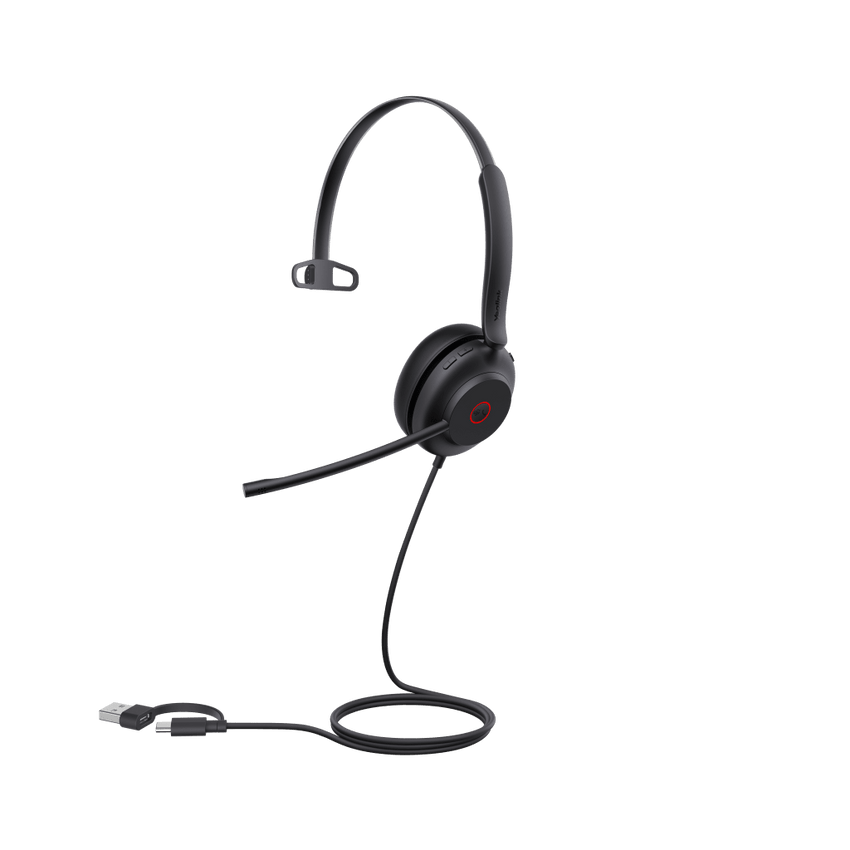 Diadema USB Yealink UH35 Mono Teams con Cancelación Activa de Ruido con 2 Micrófonos y Busylight Automático
