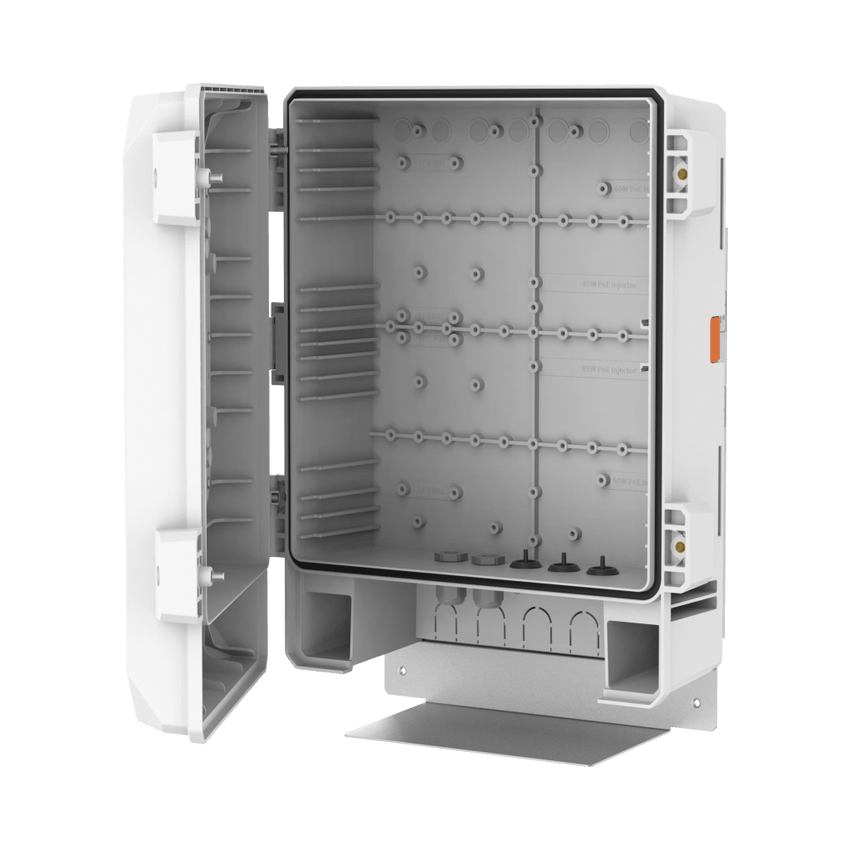Gabinete SBP-150NBW / PC (Policarbonato) y Aluminio / IP66 IK10 NEMA 4X / Carga Máxima 15 kg / Dimensiones 360x420x163.1 mm / Color Blanco