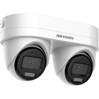 PanoVu Series / Lente Dual de 4 Megapixel / 2 Lentes Fijos de 2.8 mm / Recomendado para Pasillos o Esquinas / IP67 / IK10 / PoE / WDR 120 dB / 10 mts IR / Entrada y Salida de Audio y Alarma / MicroSD