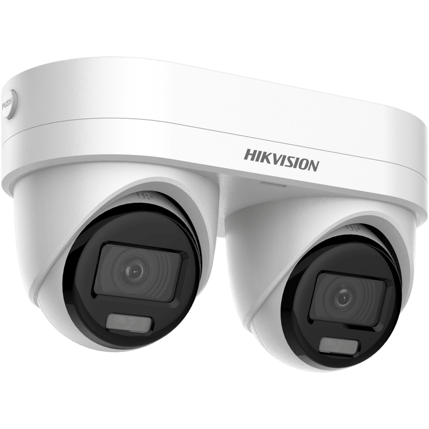 PanoVu Series / Lente Dual de 4 Megapixel / 2 Lentes Fijos de 2.8 mm / Recomendado para Pasillos o Esquinas / IP67 / IK10 / PoE / WDR 120 dB / 10 mts IR / Entrada y Salida de Audio y Alarma / MicroSD