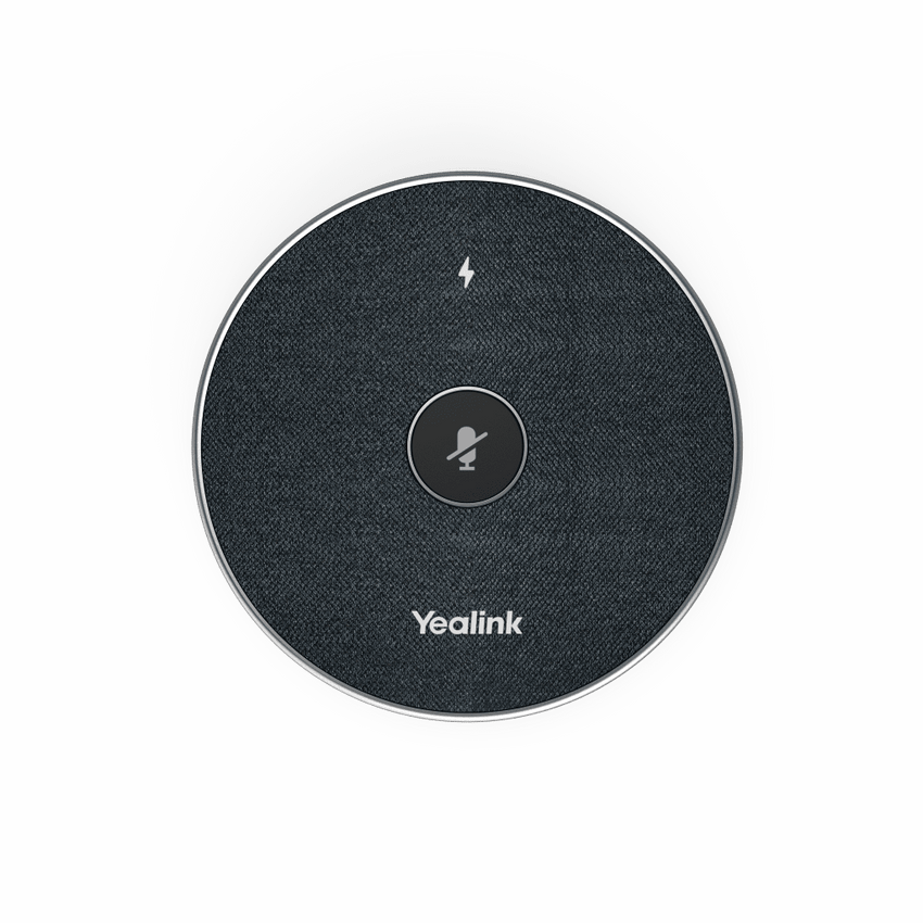 Micrófono inalámbrico 360° VCM36W-PACKAGE de Yealink para videoconferencias, con amplio alcance y cancelación de ruido.