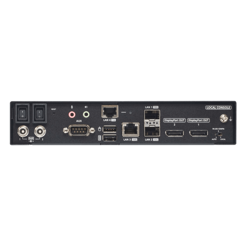 Extensor KVM over IP Dual Display 5K DisplayPort | Transmisión Sin Pérdidas Cero Latencia | Resolución 5120x2880 @ 30Hz | Dual SFP+ 10Gbps hasta 10 km | Redundancia de Energía y Red | Encriptación AES-256 | Gestió