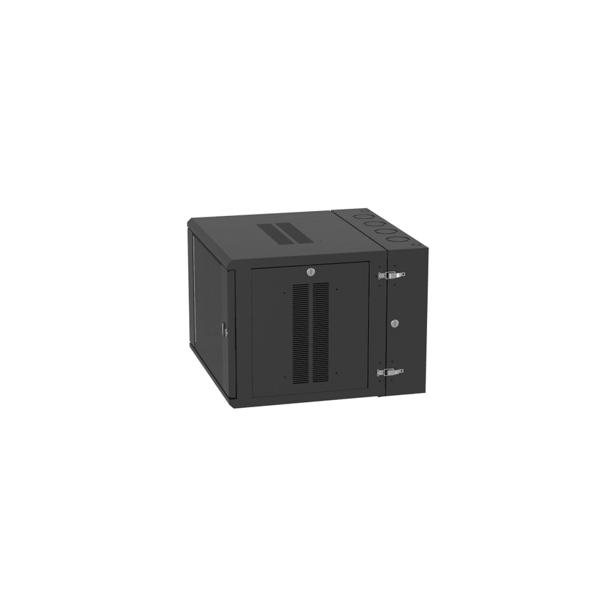 Gabinete PanZone de Montaje en Pared, de 19in, Puerta con Ventana de Seguridad, 9 UR, 635mm de Profundidad, Color Negro
