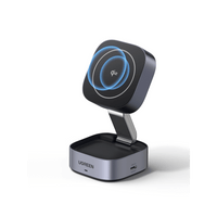 Cargador Inalámbrico 2 en 1 25W / Tecnología Magnética Qi 2 / 15W para Teléfono + 5W para Auriculares / Puerto USB-C 5W / Protecciones Múltiples / Cable USB-C Incluido