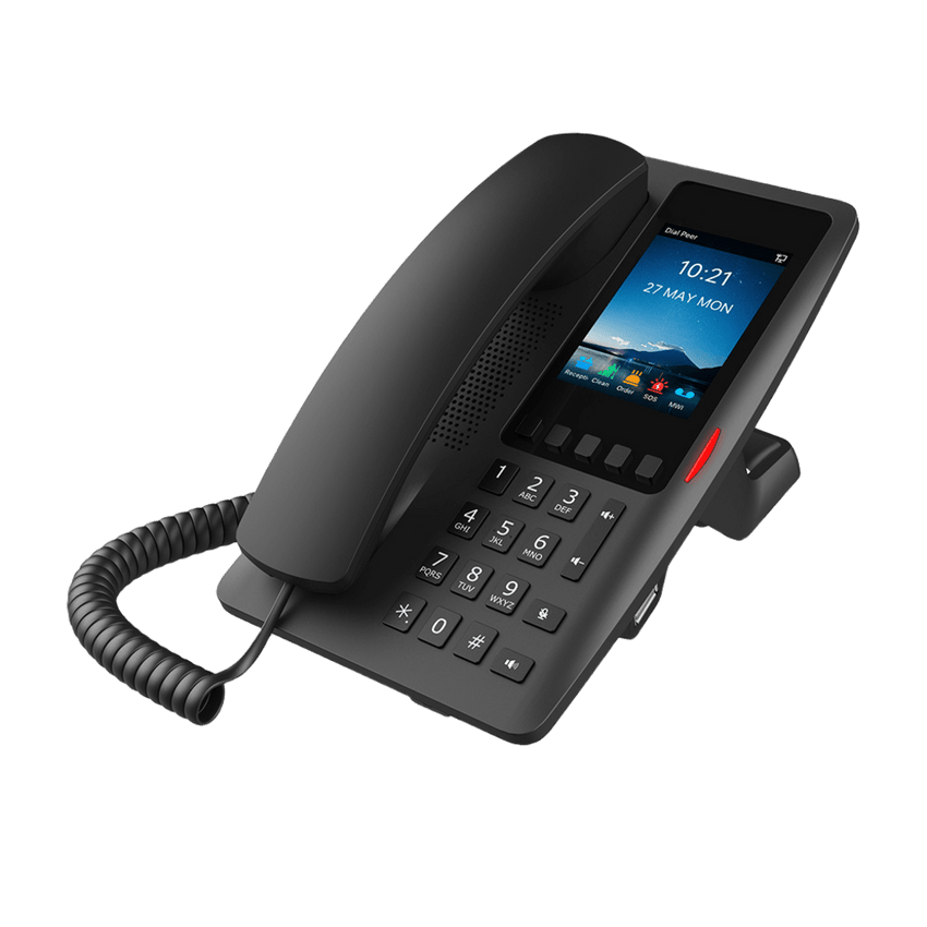 Tel�fono IP Hotelero Wi-Fi 6 / Pantalla IPS 3.5" 320x480 / 2 L�neas SIP / 5 Teclas Programables / Puerto USB-A / PoE 802.3af / Audio HD / Dise�o Negro