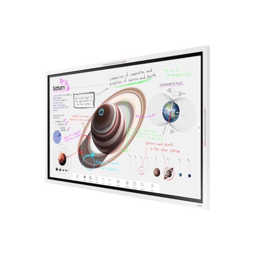 Pantalla Interactiva WM65FX 65" (165.1 cm) / Resolución 4K UHD 3840x2160 / Panel VA / Touch IR 20 Puntos / Pluma Pasiva Magnética / 4 Whiteboards Simultáneos / Audio 15W x 2CH / WiFi-Bluetooth / Tizen 9.0