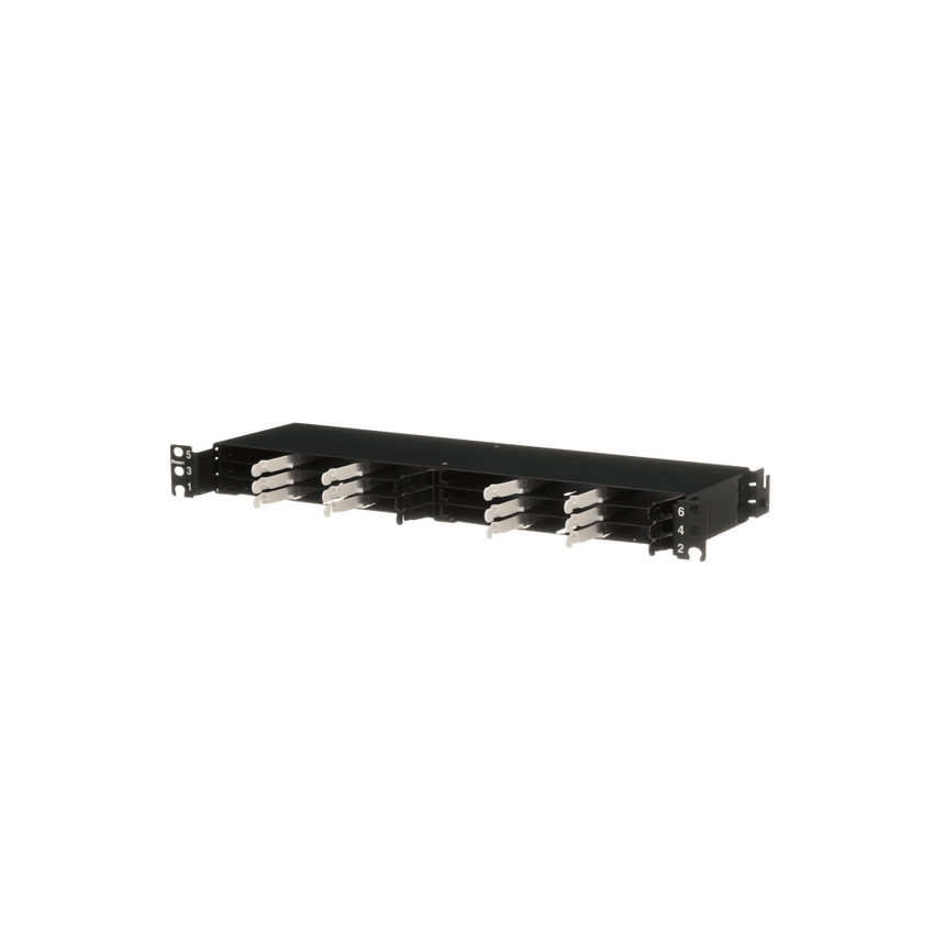 Panel de Distribución de Fibra Óptica, Acepta 18 Cassettes HD Flex en 4 Espacios, Hasta 144 Fibras, 1 UR