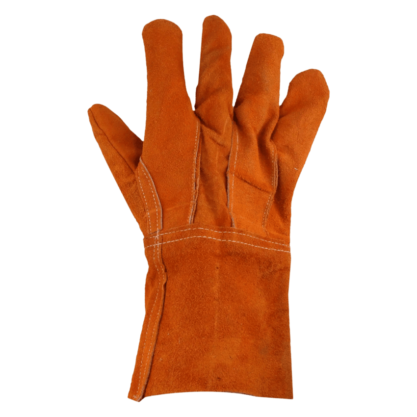 Guantes de Carnaza Largo/ Refuerzo en Palma / Resistente a Abrasión y Temperaturas Moderadas.