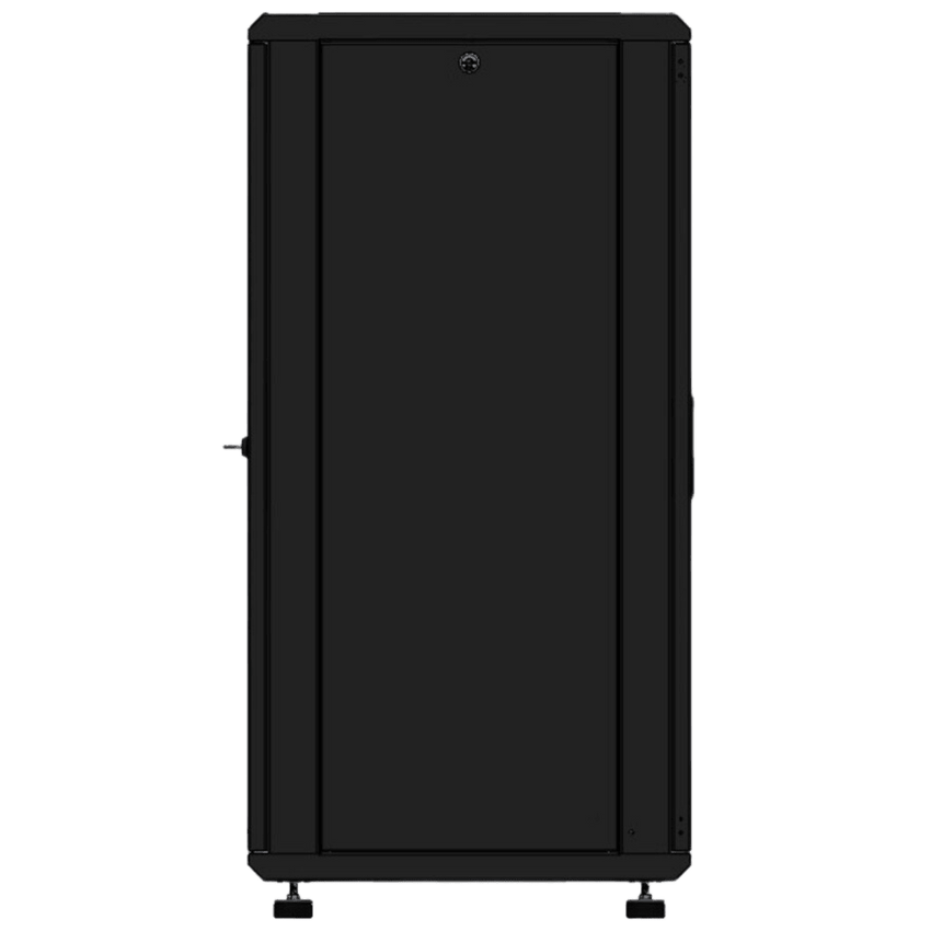 Gabinete Rackeable 19 Pulgadas / 24 Unidades / Piso / Puerta de Cristal / Acero Calibres 16-18-20 / Capacidad 750 Kg / Dimensiones 600x605x1190 mm (23.6x23.8x46.9 in) / Ventilación 120 mm / Cerradura