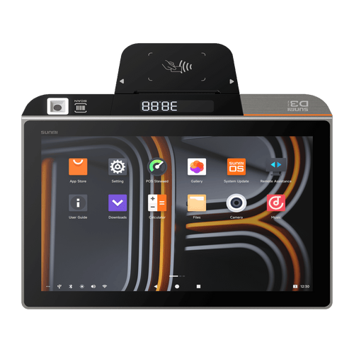Terminal de Escritorio Inteligente SUNMI D3 MINI / Procesador Qualcomm Hexa-Core 2.4 GHz / 3 GB RAM + 32 GB ROM / Pantalla Principal 10.1" IPS / Impresora Térmica Integrada 58 mm / Android 13 / Bluetooth 5.0 / Wi-Fi Dual Band / Batería