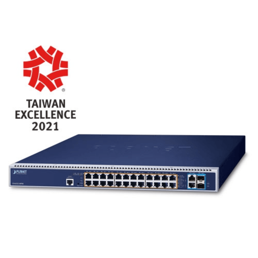 Switch admistrable Capa 3, 24 Puertos 10/100/1000T 802.3bt PoE +,  2 Puertos 10GBASE-T +,  2 Puertos 10G SFP+, Dos Ranuras Para Fuente de Alimentación Modular