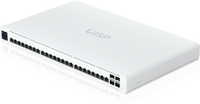 UISP Switch Pro – Switch PoE de 220 W (27 V) con 24 Puertos GbE, 16 Puertos PoE Pasivo 27 V y 4 Puertos SFP+ 10G