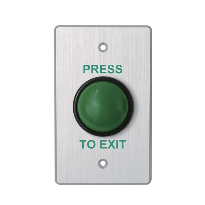 Botón de Cabeza Tipo Hongo / Exterior IP66 / Color Verde / Placa de Acero Inoxidable