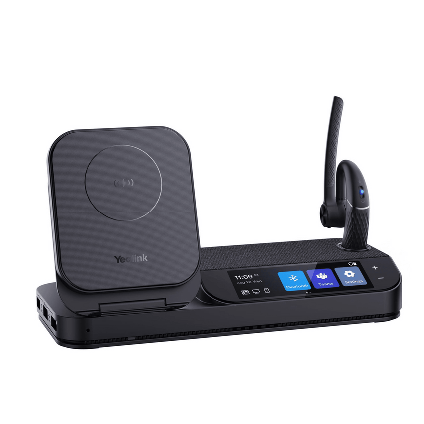 Auricular Bluetooth BH71 con Workstation de Yealink Con Pantalla Táctil de 3" con Cancelación de Ruido y Carga Inalámbrica para Smartphone