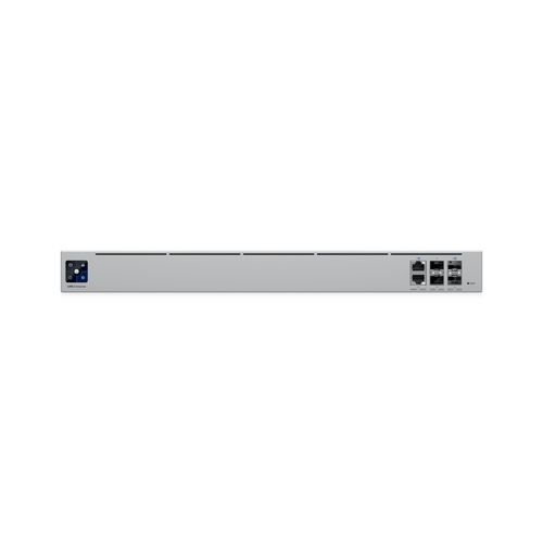 UniFi Enterpirse Router Empresarial de Alto Rendimiento / 12.5 Gbps IDS/IPS / Firewall de Capas Aplicativa / 5 Puertos WAN Máx. (1x25G SFP28, 1x2.5 GbE RJ45) / Conexión VPN Avanzada / Redundancia PSU Hot-Swappable / Montaje en Rack 1U