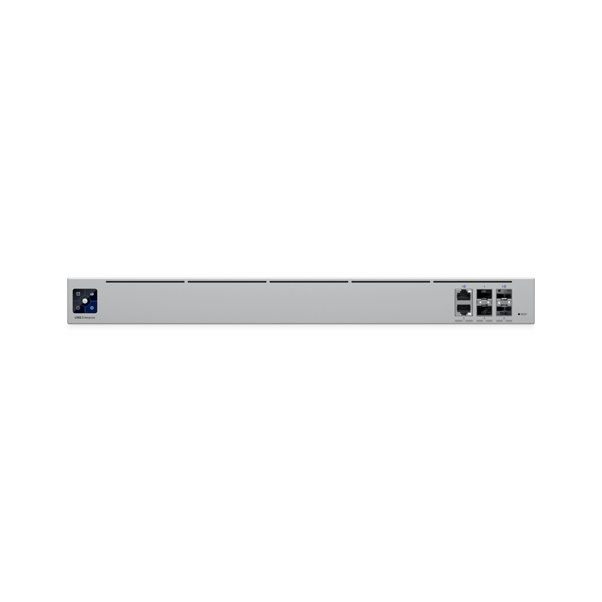 UniFi Enterpirse Router Empresarial de Alto Rendimiento / 12.5 Gbps IDS/IPS / Firewall de Capas Aplicativa / 5 Puertos WAN Máx. (1x25G SFP28, 1x2.5 GbE RJ45) / Conexión VPN Avanzada / Redundancia PSU Hot-Swappable / Montaje en Rack 1U