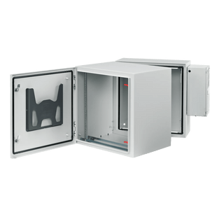 Gabinete Rack ProTek, 12 UR, Abatible con Puerta Sólida, AC Integrado, Tipo 4 12, Acero Gris RAL 7035, Montaje Pared, 600x612x710 mm