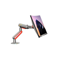 Montaje de Escritorio Ideal Para Monitores Gaming  de  32"- 60" / Capacidad de Carga Maxima 20 Kg / Vesa 75 x 75 -  100 x 100 / Acero / Giro 360° / Color Carbon Mate  con Cubierta  Plastica Color Rojo /  Iluminación RGB