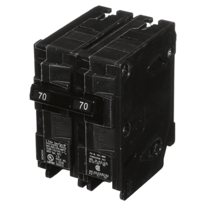 Interruptor automático enchufable tipo QP 2 polos, 70 amp