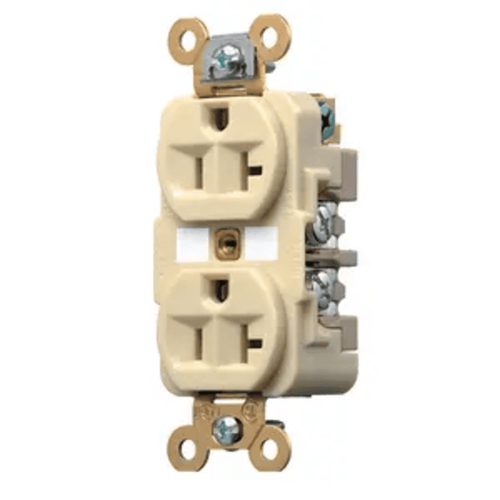 Contacto Dúplex 20 A 125 V / 2 Polos 3 Hilos / Color Marfil /Nema 5-20R /Grado Industrial.