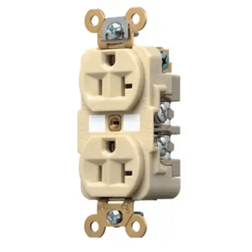 Contacto Dúplex 20 A 125 V / 2 Polos 3 Hilos / Color Marfil /Nema 5-20R /Grado Industrial.