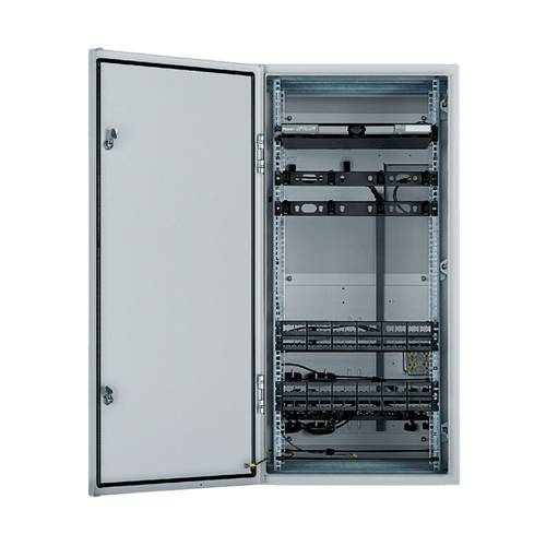 Gabinete Industrial Preconfigurado de Montaje en Pared, Fabricado en Acero Bajo en Carbono, Protección NEMA 4/12 IP66, de 26 UR, Color Gris