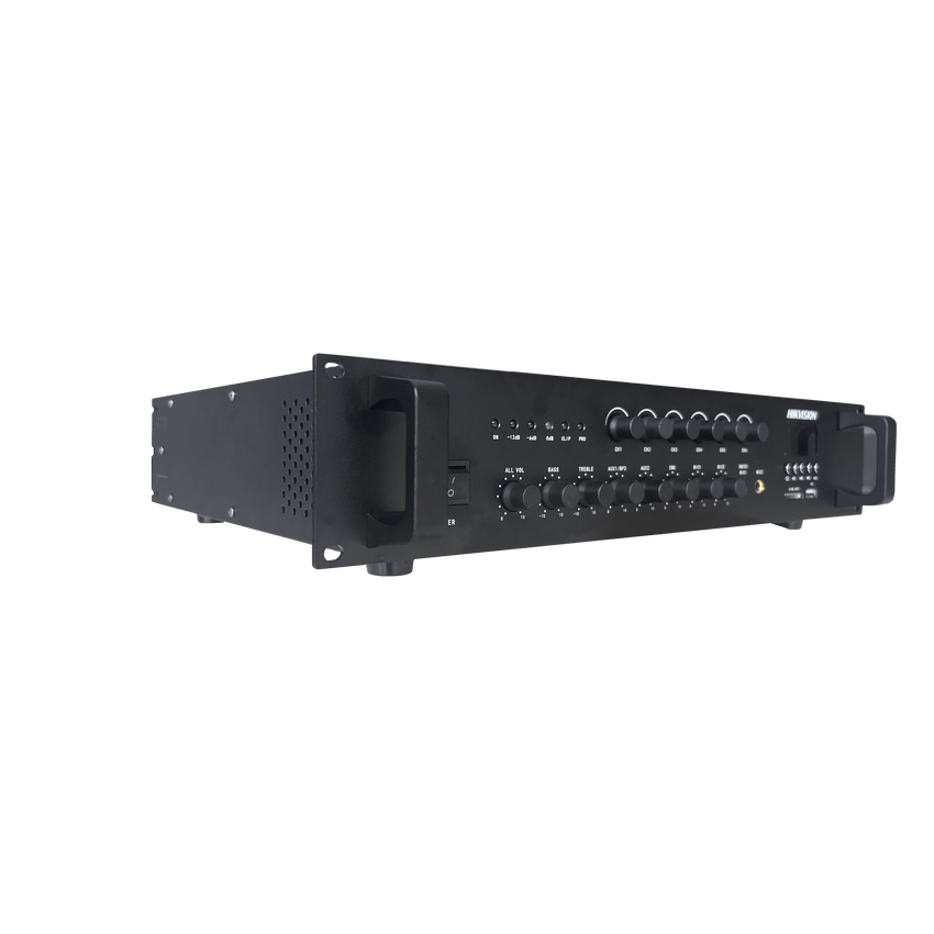 Amplificador de Audio | Bluetooth | 120 W | 6 Zonas con Control de Volumen Independiente | 70/ 100V COM | Montaje en Rack | Voceo y Musica Ambiental