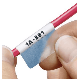 Casete de 50 Etiquetas Autolaminadas de 25.4 x 165.1 mm (1 x 6.5 pulgadas), para Cables de 12.1 a 40.4 mm (0.48 a 1.59 pulgadas) de Diámetro, Área de Impresión Color Blanco