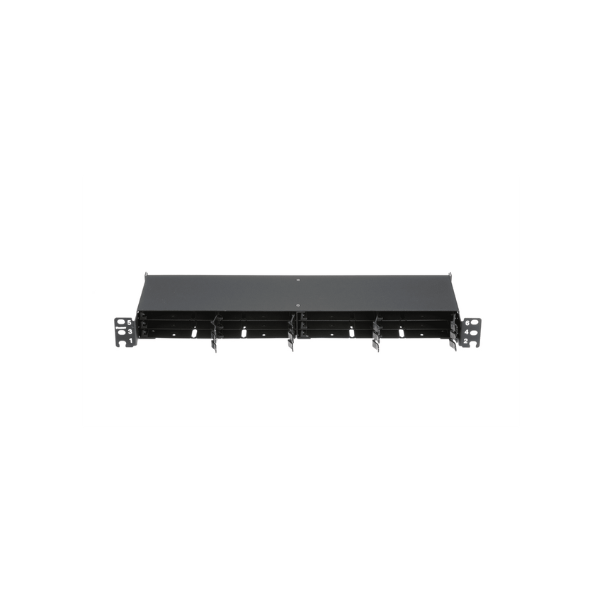 Panel de Distribución de Fibra Óptica, Acepta 12 Cassettes HD Flex™ en 6 Espacios, Hasta 144 Fibras, 1 UR