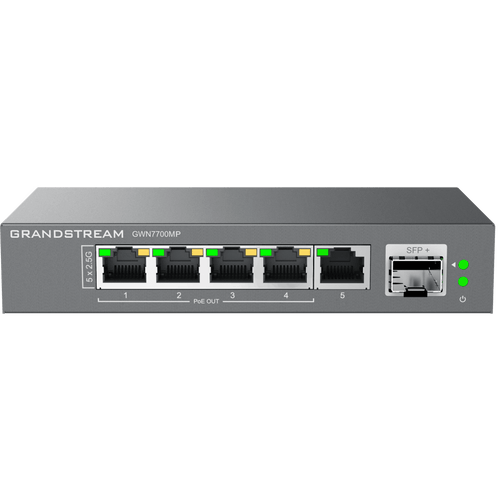 Switch de Red Multi-Gigabit No Administrable / 5 Puertos de2.5 Gbps (4 PoE) / Puerto SFP+ Fibra 1 o 10 Gbps / Montaje en Escritorio o Pared / Plug-and-Play / Tecnología Verde