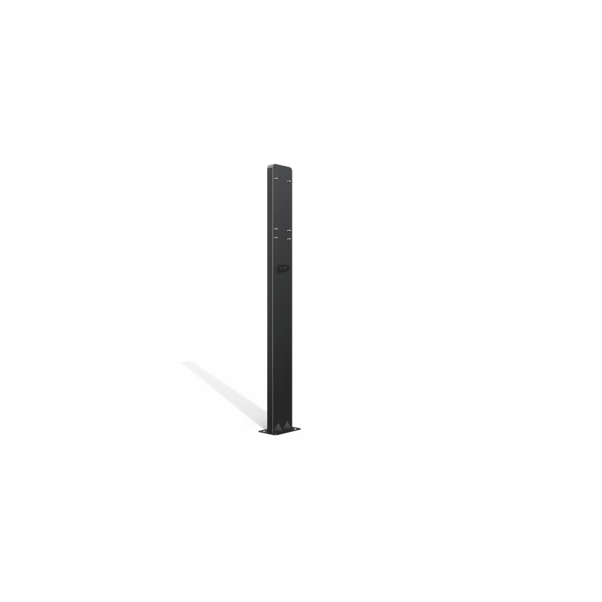 Poste de Piso para Cargador AC / Montaje en Suelo / IP67 IK10 / Dimensiones 1400 x 100 x 40 mm (55 x 4 x 1.6 in) / Temperatura -40°C a 80°C / Peso 5 kg (11 lb)