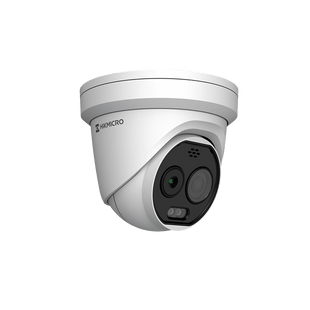 (HIKMICRO) Turret IP Bi-espectral (Térmica + Óptica) / Lente Térmico 2.1 mm (256 X 192) / Lente Óptico 2.2 mm (5 Megapixel) / Detección de Temperatura (-20°C a 650°C) / IA con GUANLAN / Dual Light (30 mts IR + 30