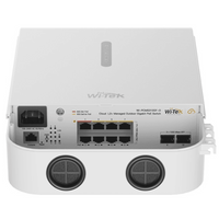 Switch PoE Gigabit 8 Puertos / 2 SFP Uplink / PoE++ 802.3bt 90W Port 1-2 / PoE+ 802.3at 30W Port 3-8 / 110W Budget Total / 20Gbps Switching / Fanless / Wall-Pole Mount / Industrial -30°C a 60°C