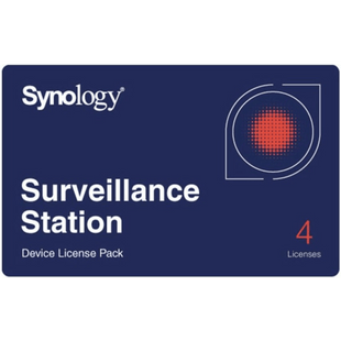 Licencias de Dispositivos de Vigilancia Synology | Paquete de 4 Licencias | Compatibilidad con Cámaras IP, Módulos de E/S, Altavoces IP | Gestión Centralizada CMS | Licencias Predeterminadas Incluidas.