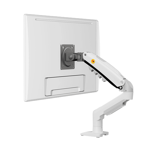 Brazo Ajustable para Monitor Ergonómico / Compatible con Monitores de 17" - 30" / Capacidad de Peso hasta 9 kg / Rotación 360° / Inclinación +85° a  -30° / Giro 180° / Ajuste de Resorte de Gas / Color Blanco