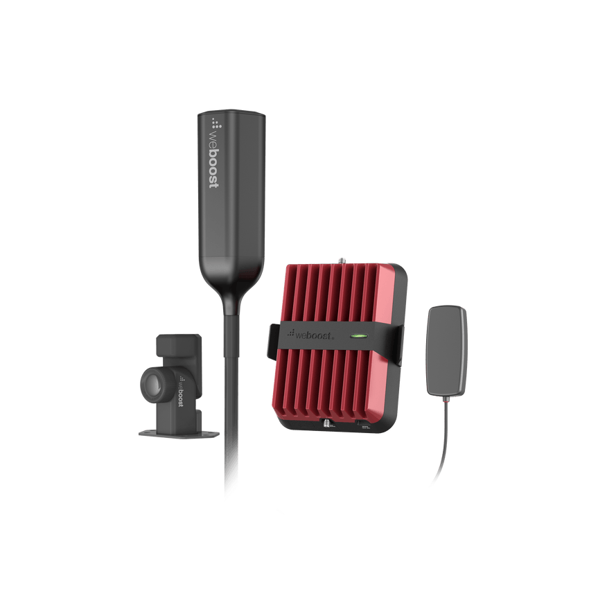 Amplificador Celular Drive Reach Overland para Vehículos Todo Terreno / Multioperador y Multidispositivo / Amplificación 32x / Tribanda (B5, B2/25 y B4) / Ganancia Máxima 50 dB / Antena Omnidireccional plegable.