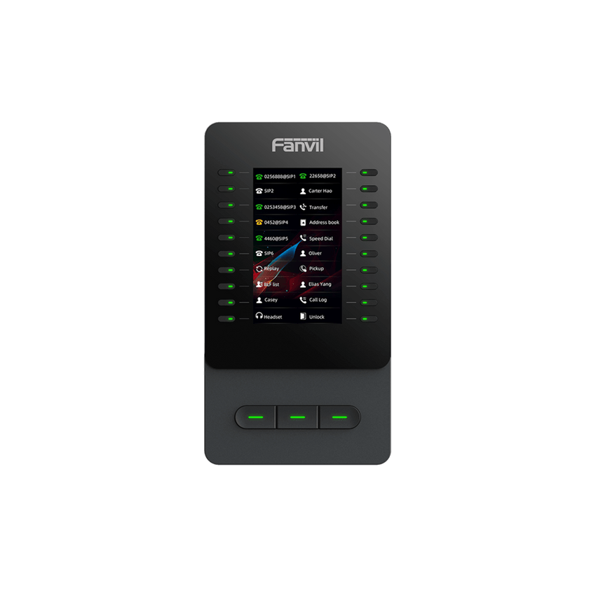 Módulo de Expansión EM60 con Pantalla a Color / 4.3 Pulgadas 480x272 / 60 Teclas Programables DSS / USB Tipo-C / Compatible con V65-V66-V66 Pro / Cascada hasta 4 Módulos / Con Soporte Ajustable