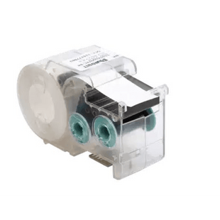 Casete de etiquetas de poliolefina, cinta continua, color negro sobre blanco, 9.65 mm x 7.6 metros