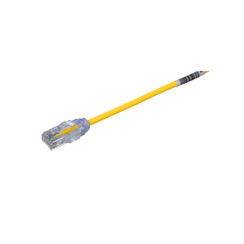 Cable de Parcheo TX6, UTP Cat6, Diámetro Reducido (28AWG), Color Amarillo, 4.57 Metros (15 Pies)