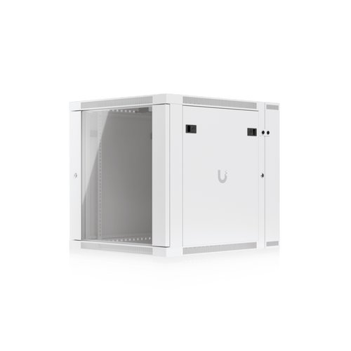 UACC Rack Cabinet 12U (600 x 703 mm) - Gabinete Cerrado para Montaje en Pared con Puerta Frontal de Vidrio Templado, Puerta Trasera Abatible (Swing-Out) y Paneles Laterales Removibles con Llave