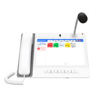 Teléfono IP Color Blanco Android 9.0 Empresarial para voceo 20 líneas SIP, pantalla táctil, Wi-Fi y Bluetooth, PoE, Voceo/ Musica por Multicast, puertos Gigabit, Sofware de Enfermeria